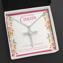 Load image into Gallery viewer, Would Last Forever cz cross necklace close up
