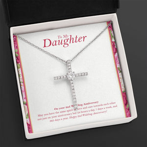 Love Towards Each Other cz cross necklace close up