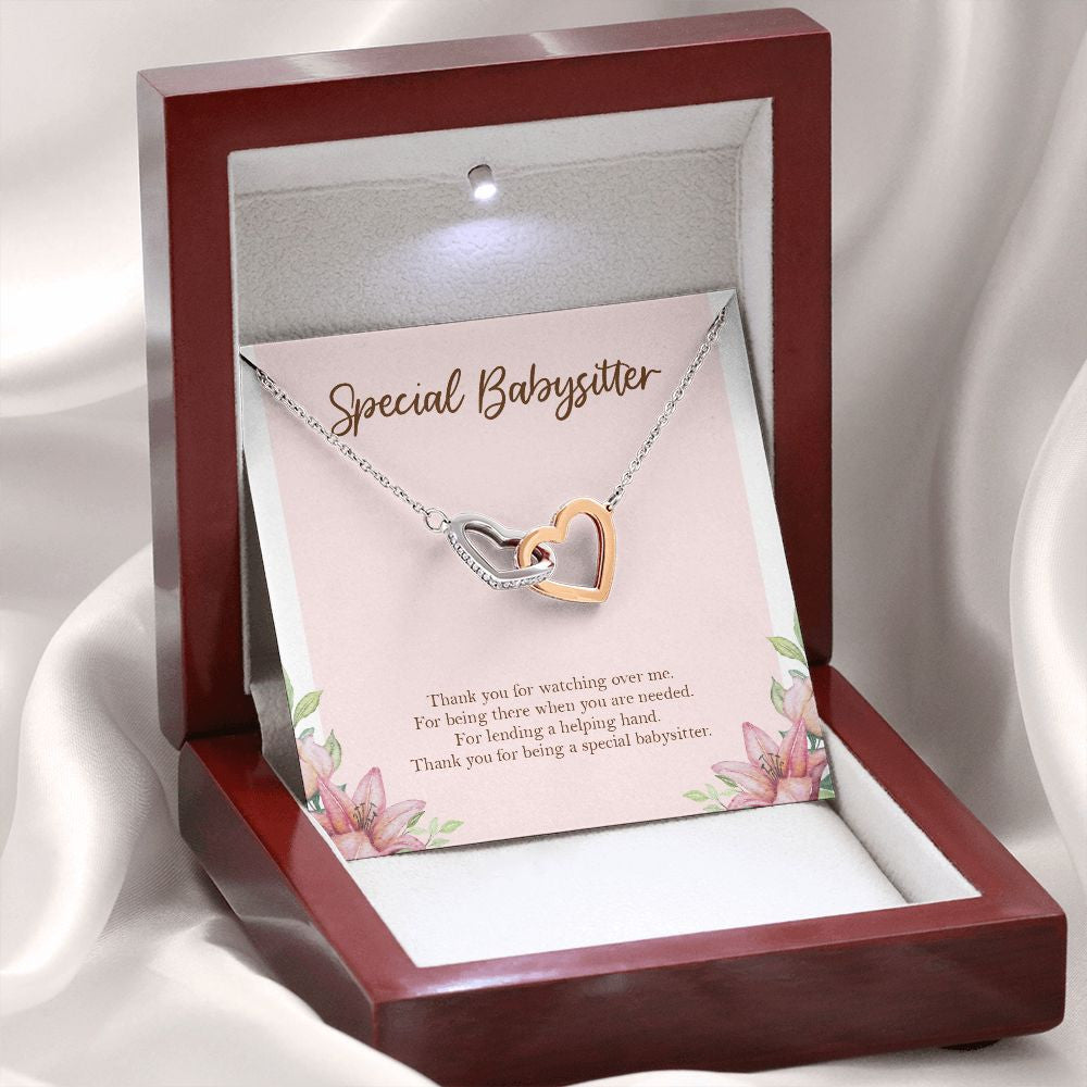 Lending A Helping Hand interlocking heart necklace premium led mahogany wood box