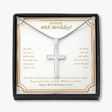 Load image into Gallery viewer, You Are Just Right stainless steel cross necklace front
