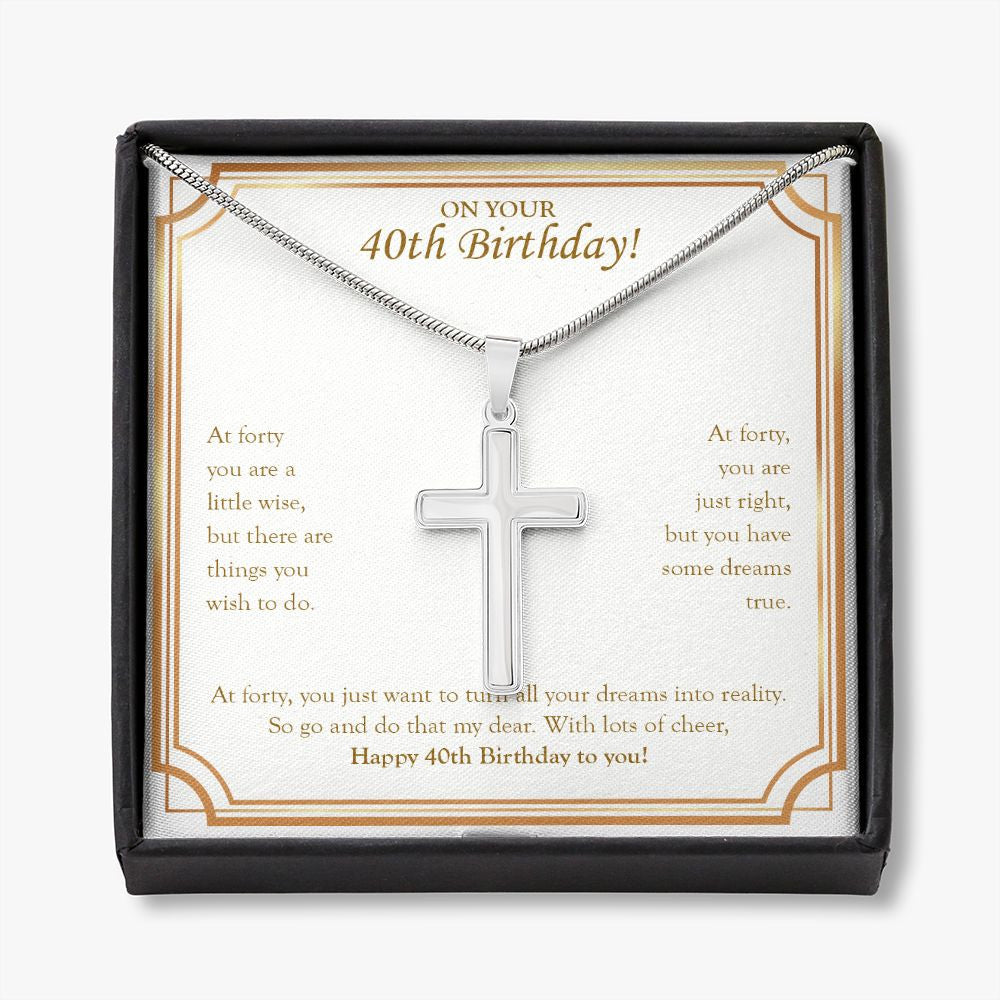 You Are Just Right stainless steel cross necklace front