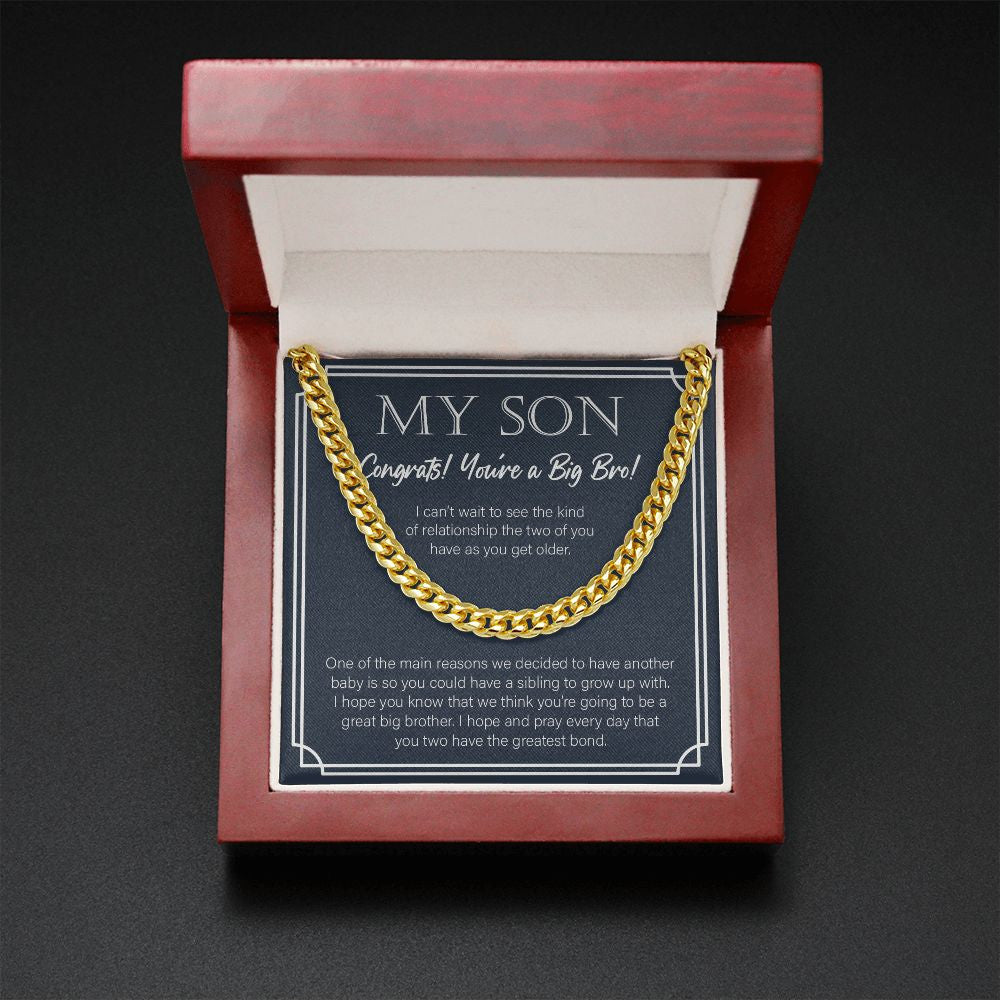 Sibling To Grow Up With cuban link chain gold mahogany box led