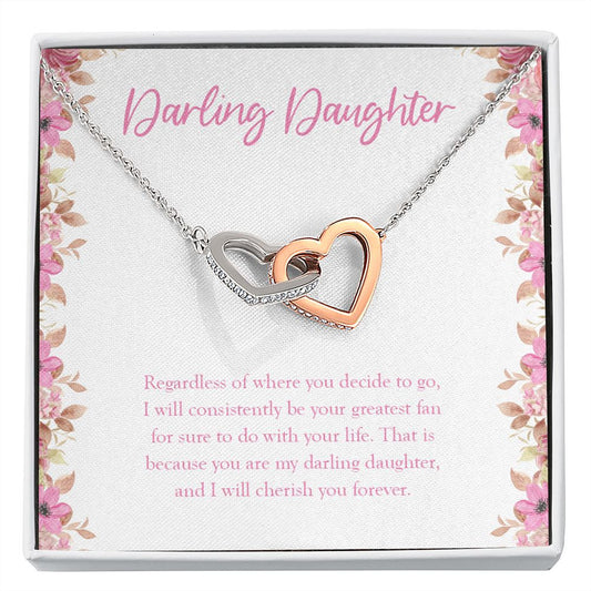 Your Greatest Fan interlocking heart necklace front