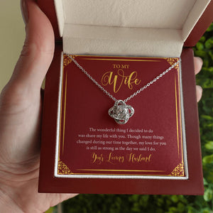 Sharing my life with you love knot necklace luxury led box hand holding