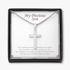 Fine Young Man You Are stainless steel cross necklace front