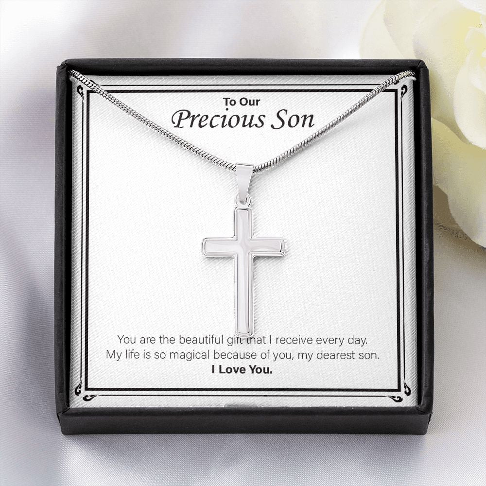 My Life Is So Magical stainless steel cross yellow flower