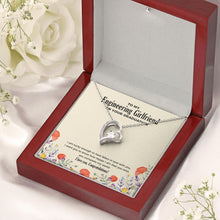 Load image into Gallery viewer, Lucky To Fall In Love forever love silver necklace premium led mahogany wood box
