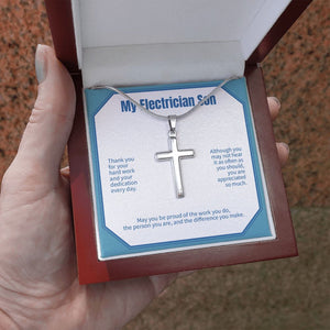 Proud Of Your Work stainless steel cross luxury led box hand holding
