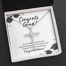 Load image into Gallery viewer, Thankful For God cz cross necklace close up
