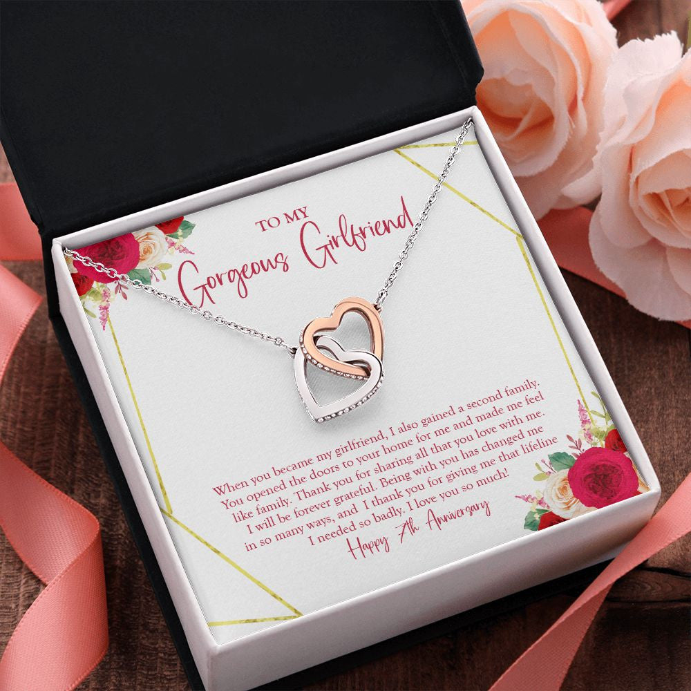 Made Me Feel Like Family interlocking heart pendant pink flower