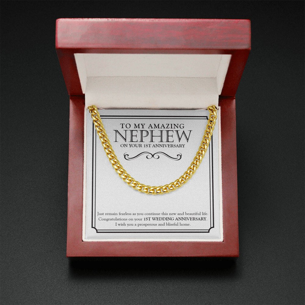 Just Remain Fearless cuban link chain gold mahogany box led