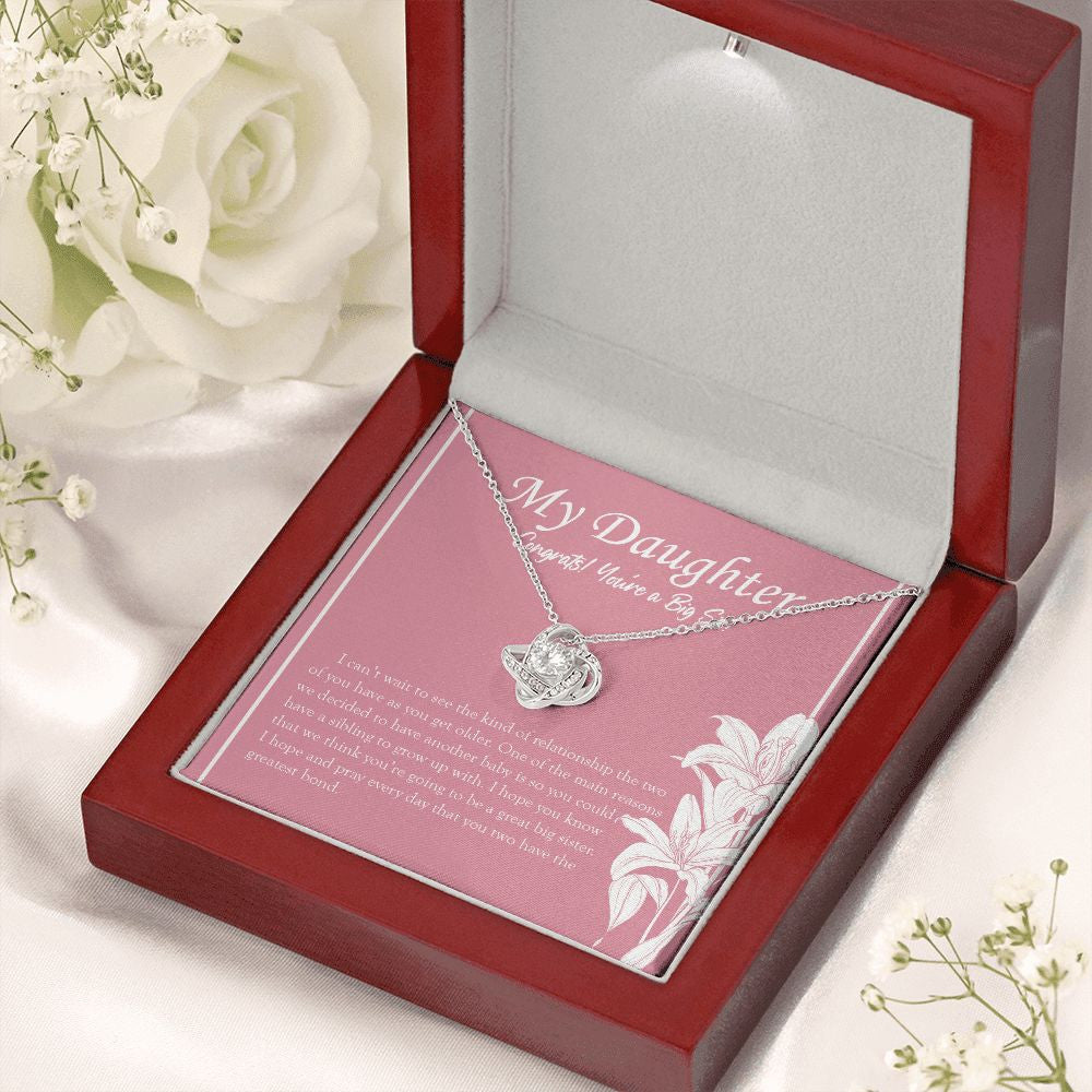 Sibling To Grow Up With love knot necklace premium led mahogany wood box