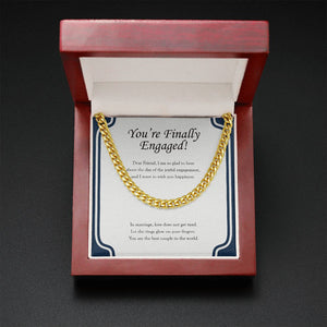 Love Does Not Get Tired cuban link chain gold mahogany box led