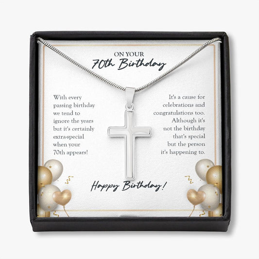 Certainly Extra-Special stainless steel cross necklace front