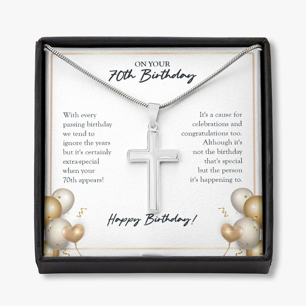 Certainly Extra-Special stainless steel cross necklace front