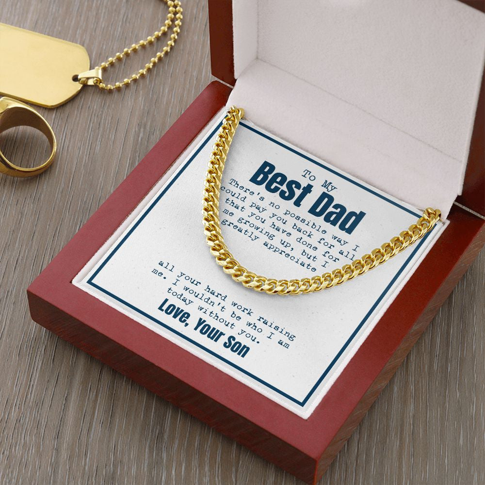 Hard work Raising Me cuban link chain gold luxury led box