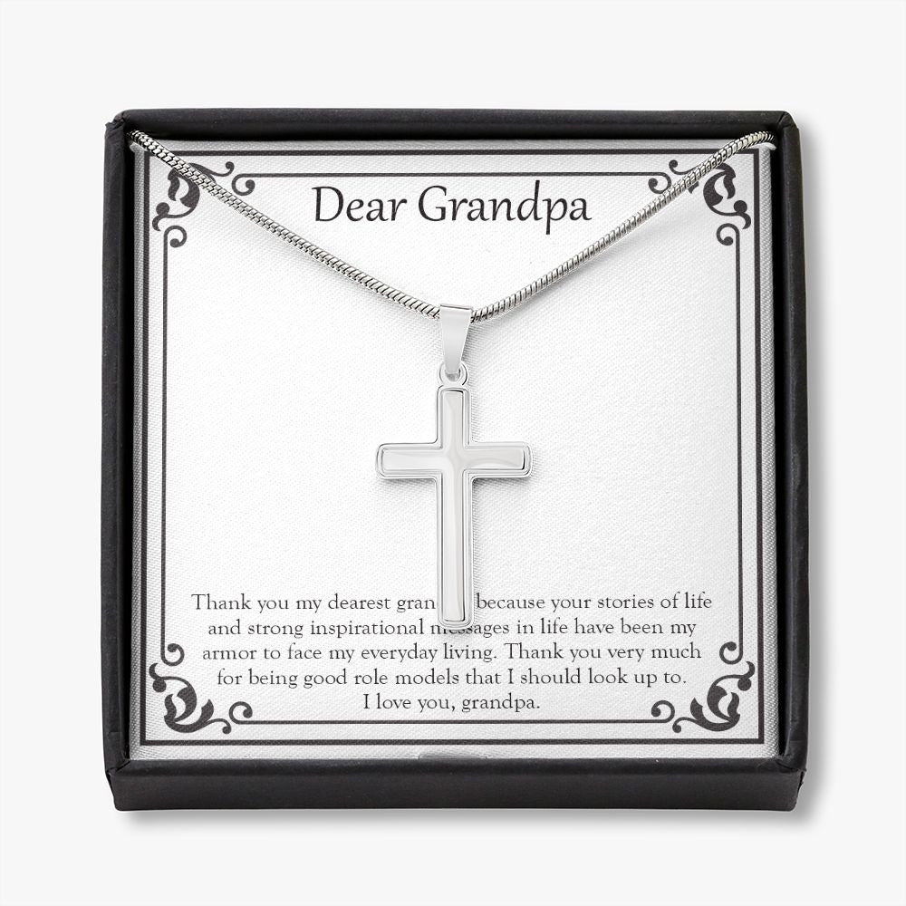 Inspirational Stories Of Life stainless steel cross necklace front