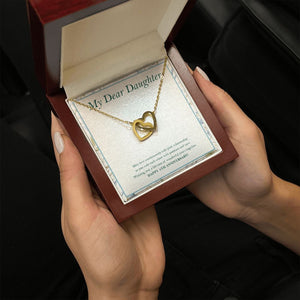 Rule Each Other With Care interlocking heart pendant luxury hold hand