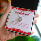 Not Afraid To Speak Your Mind love knot necklace in hand