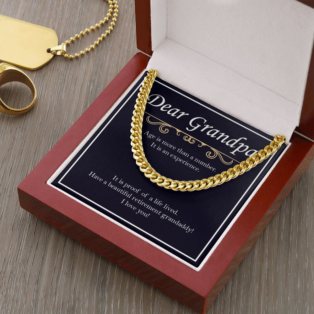 Age Is An Experience cuban link chain gold luxury led box