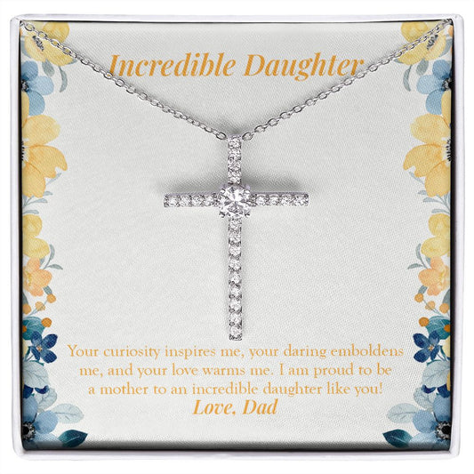 Your Love Warms Me cz cross necklace front