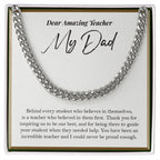 Behind Every Student cuban link chain silver front
