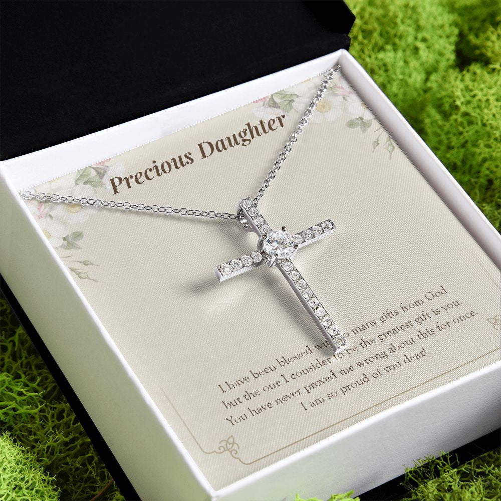 Greatest Gift From God cz cross pendant close up
