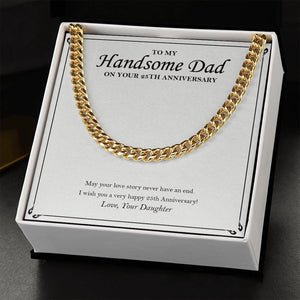 Love Story Never End cuban link chain gold standard box