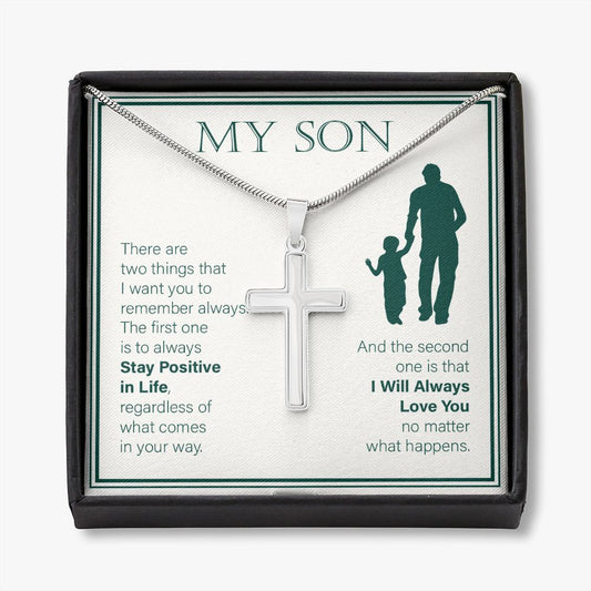 Two Things To Remember stainless steel cross necklace front