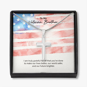 You Make Our Lives Better stainless steel cross necklace front