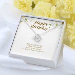 Believe In Your Dreams love knot pendant yellow flower