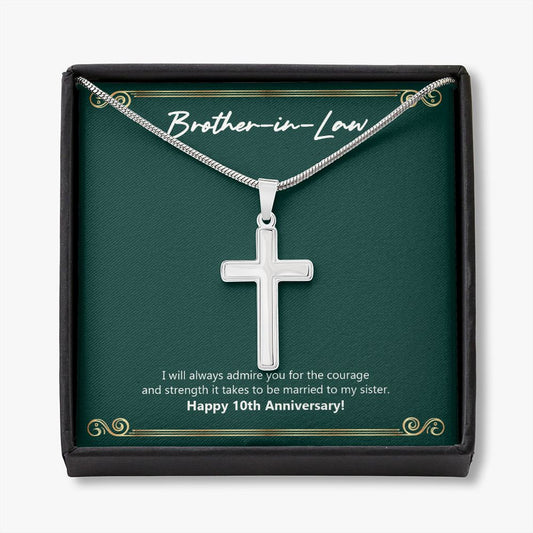 For Courage And Strength stainless steel cross necklace front