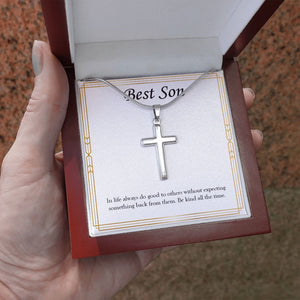 Good To Others stainless steel cross luxury led box hand holding