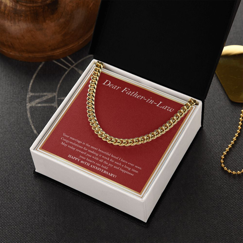 Most Beautiful Bond cuban link chain gold box side view