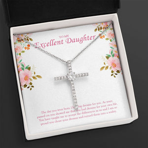 Accept The Differences cz cross necklace close up