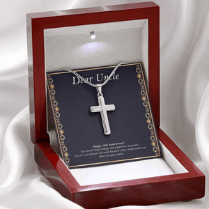 When Things Are Uncertain stainless steel cross premium led mahogany wood box