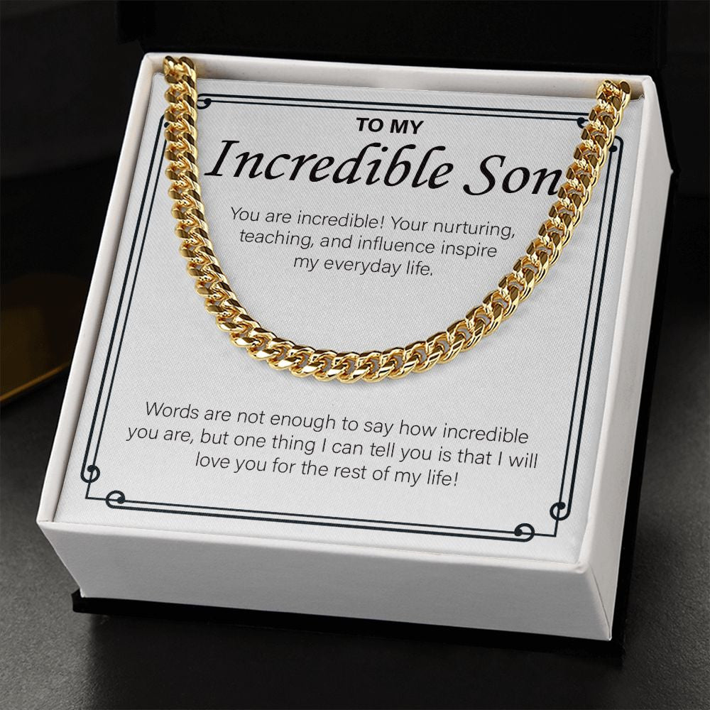 You Are Incredible cuban link chain gold standard box