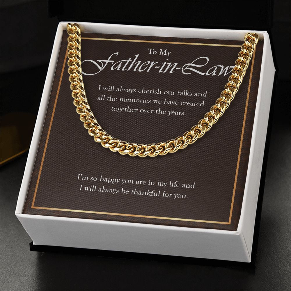 Will Always Cherish Our Talks cuban link chain gold standard box