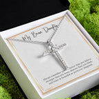 Twice As Beautiful cz cross pendant close up
