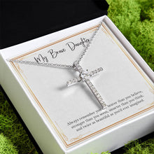 Load image into Gallery viewer, Twice As Beautiful cz cross pendant close up
