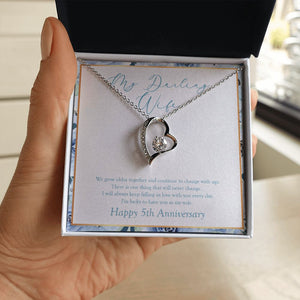 Always Keep Falling forever love silver necklace in hand