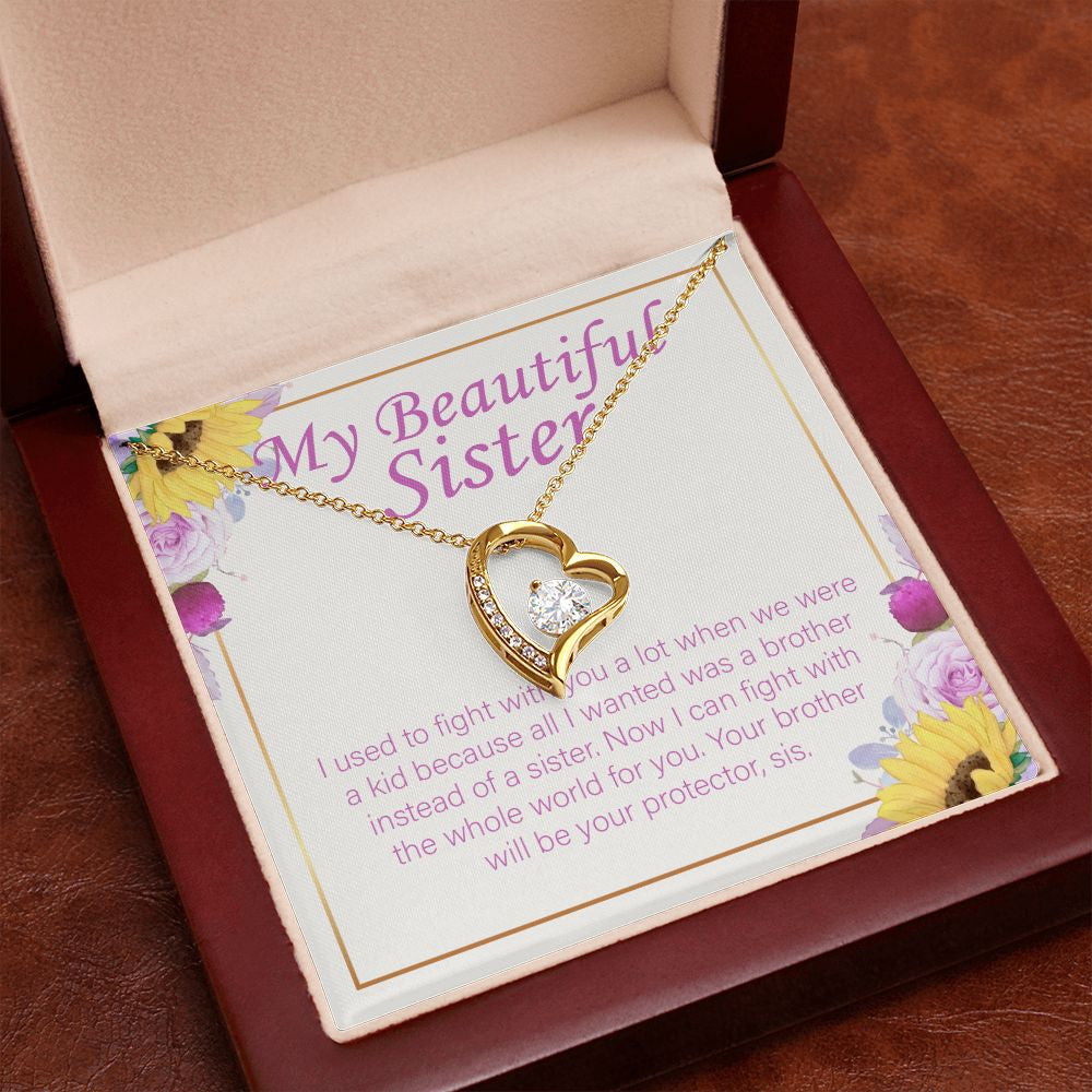 I will Be Your Protector forever love gold pendant premium led mahogany wood box