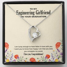 Load image into Gallery viewer, Lucky To Fall In Love forever love silver necklace front
