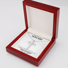 Load image into Gallery viewer, Broken Road, Straight To You cz cross necklace luxury led box side view

