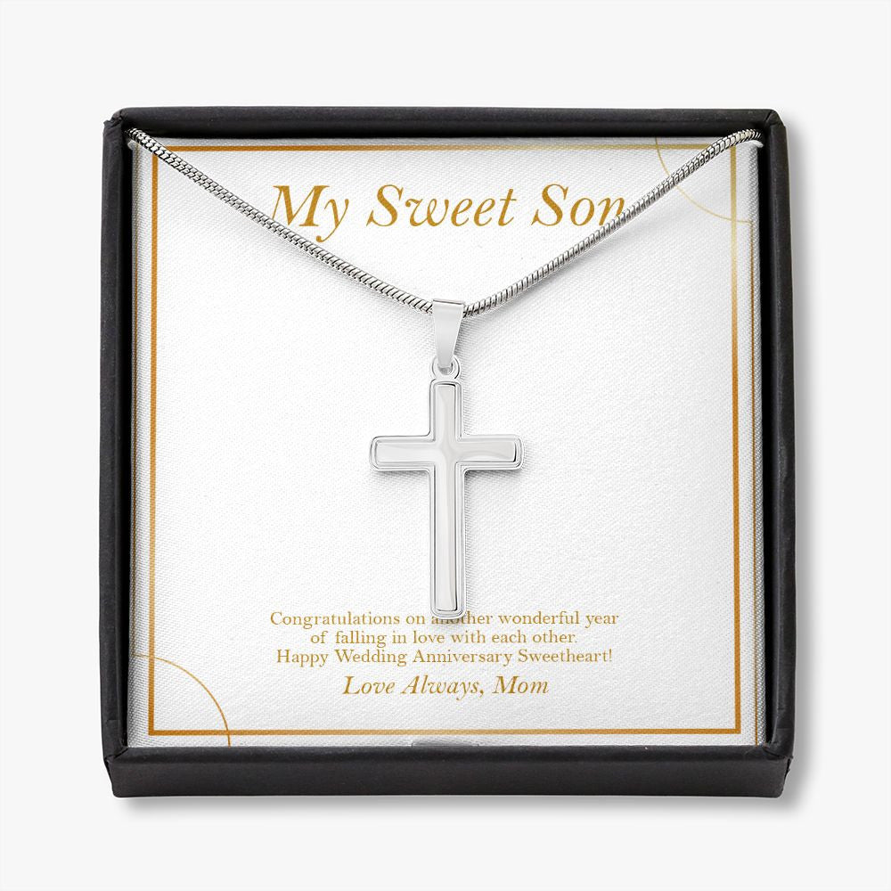 Year Of Falling In Love stainless steel cross necklace front
