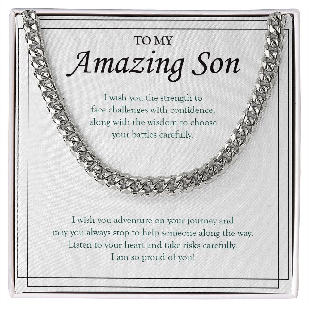 Face Challenges With Confidence cuban link chain silver front