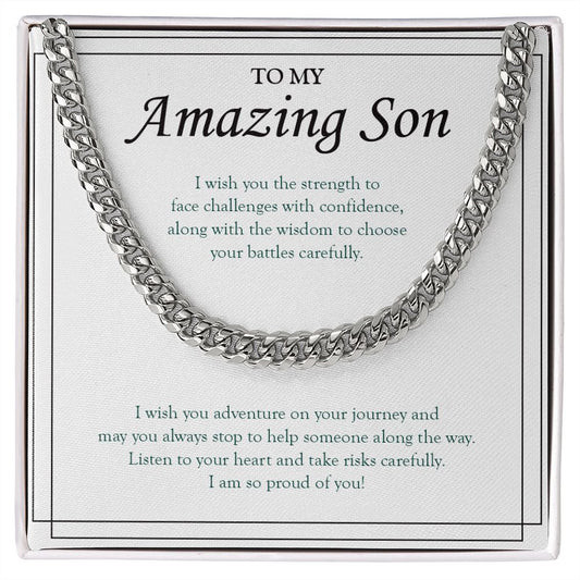 Face Challenges With Confidence cuban link chain silver front