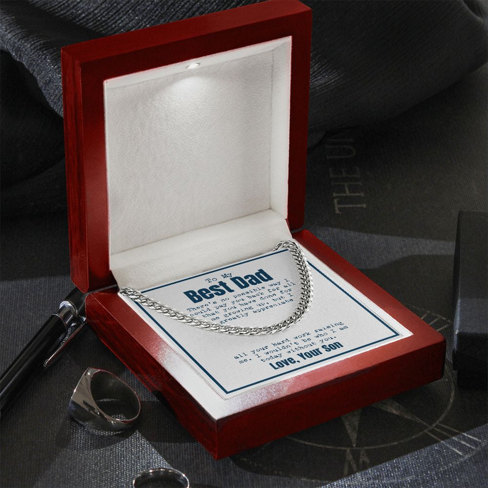 Hard work Raising Me cuban link chain silver premium led mahogany wood box