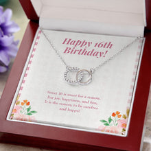 Load image into Gallery viewer, Sweet For A Reason double circle necklace luxury led box close up
