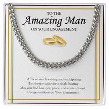 Load image into Gallery viewer, Two Hearts Unite cuban link chain silver front
